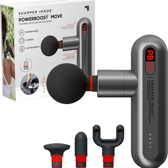 Sharper Image Powerboost Move Percussion Massager - Black and Gray - Picture 1 of 1